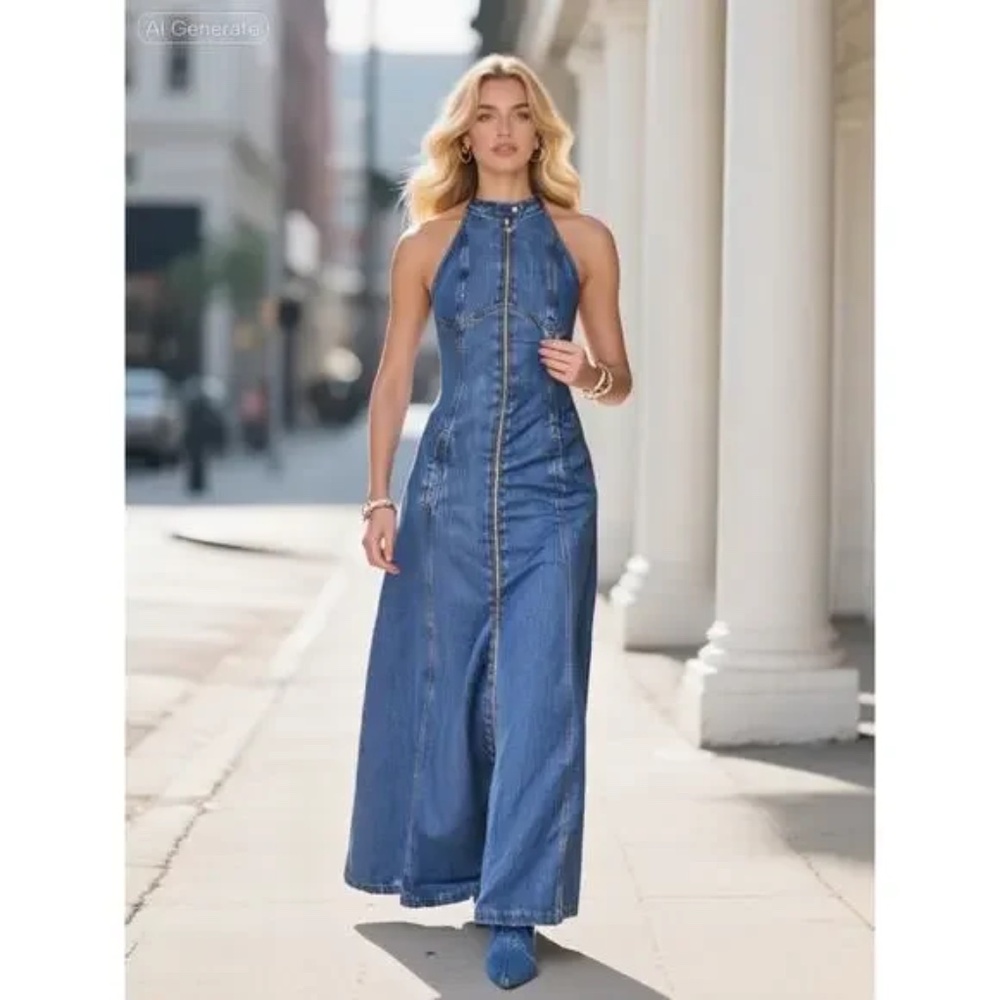 Diesel DE-LULU Denim Maxi Dress size small NWT $655